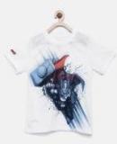 Yk Marvel White Printed Round Neck T Shirt Boys