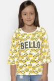 Yk Minion Yellow Printed Round Neck T Shirt Girls