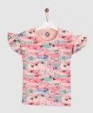 Yk Multicoloured Printed Round Neck T Shirt Girls