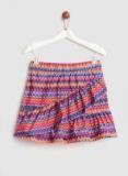 Yk Multicoloured Printed Ruffled A Line Skirt Girls