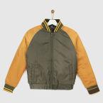 Yk Mustard Colourblocked Windcheater Puffer Jacket Girls