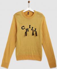 Yk Mustard Solid Pullover girls