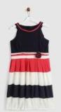 Yk Navy & Red Striped A Line Dress Girls