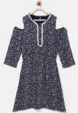 Yk Navy Blue Casual Dress Girls