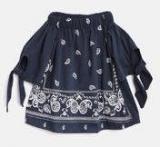 Yk Navy Blue Printed Casual Top Girls