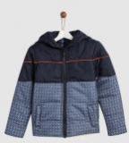 Yk Navy Blue Printed Padded Jacket Boys