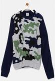 Yk Navy Blue Printed Sweater Boys