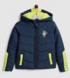 Yk Navy Blue Solid Padded Jacket Boys