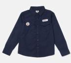 Yk Navy Blue Solid Regular Fit Casual Shirt Boys