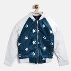 Yk Navy Embroidered Bomber Jacket Girls