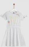 Yk Off White Printed Fit And Flare Dress Girls