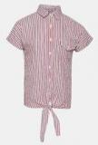 Yk Off White Striped Casual Shirt Girls