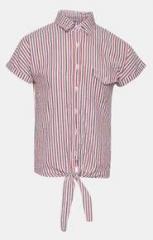 Yk Off White Striped Casual Shirt girls