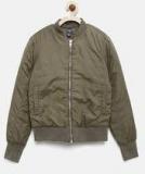 Yk Olive Brown Solid Bomber Girls