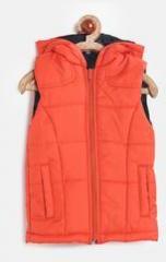 Yk Orange Solid Windcheater Quilted Jacket girls