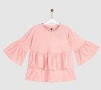 Yk Peach Coloured Self Design Blouson Top Girls