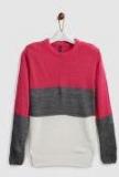 Yk Pink & Charcoal Grey Colourblocked Pullover Sweater Girls