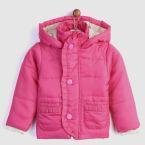 Yk Pink Solid Padded Jacket Girls