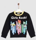 Yk Powerpuff Girls YK Girls Black Printed Sweatshirt Girls