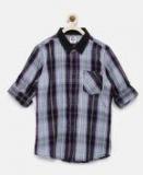 Yk Purple Checked Casual Shirt Boys