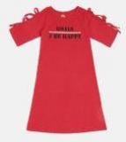 Yk Red Solid A Line Dress With Printed Detail Girls