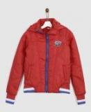 Yk Red Solid Puffer Jacket Boys