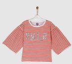 Yk Red Striped Round Neck Tshirt Girls