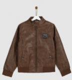 Yk Tan Solid Biker Jacket Boys