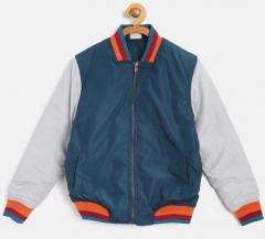 Yk Teal Blue Solid Bomber Jacket boys