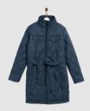 Yk Teal Solid Quilted Jacket Girls