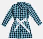 Yk Turquoise Blue Checked Shirt Dress Girls