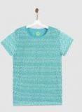 Yk Turquoise Blue Solid Top Girls