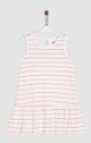 Yk White & Orange Striped Drop Waist Dress Girls