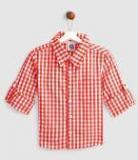 Yk White & Red Regular Fit Checked Casual Shirt Boys