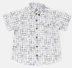 Yk White Printed Casual Shirt Boys