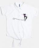 Yk White Solid Casual Shirt Girls