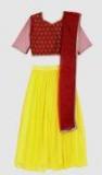 Yk Yellow & Maroon Printed Ready To Wear Lehenga & Blouse With Dupatta Girls