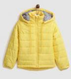 Yk Yellow Solid Padded Jacket With Detachable Hood Girls