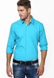 Yuvi Solid Blue Casual Shirt Men