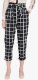 Zastraa Black Checked Comfort Regular Fit Coloured Pants Women