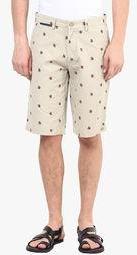 Zess Beige Printed Shorts Men