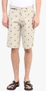 Zess Beige Printed Shorts men