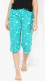 Zivame Spaced Out Sleep Capri Green N Print Women