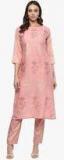 Ziyaa Pink Printed A Line Kurta women