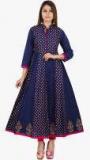 Zoeyams Navy Blue Printed Anarkali Kurta women