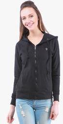 Zupe Black Solid Hoodie Women