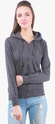 Zupe Dark Grey Solid Hoodie Women