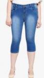 Zush Blue Solid Capri Women