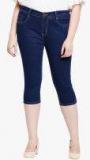 Zush Navy Blue Solid Capri Women