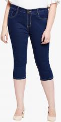 Zush Navy Blue Solid Capri women